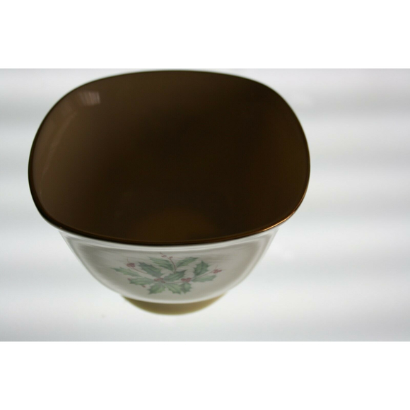 VINTAGE LENOX HOLIDAY DIMENSION NUT BOWL HOLLY 24K GOLD CHRISTMAS CANDY DISH - Picture 3 of 5